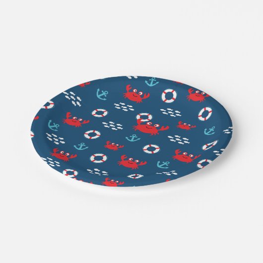 Krabbe mit Lifebuoy Pappteller (Schrägansicht)