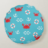 Krabbe mit Lifebuoy Rundes Kissen (Rückseite)