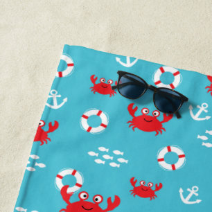 Krabbe mit Lifebuoy Strandtuch