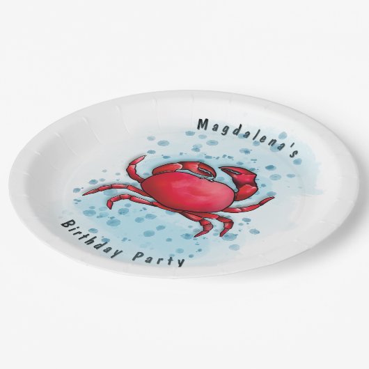 Krabbe-Party Pappteller (Schrägansicht)