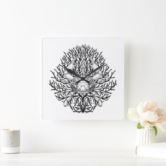 Krabbe Quadratische Wanduhr (Zuhause)