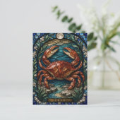 Krabbe, Tide Stone Buntglas Postkarte (Stehend Vorderseite)