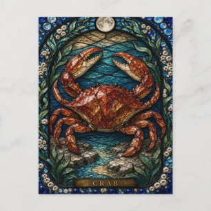 Krabbe, Tide Stone Buntglas Postkarte