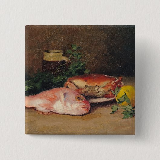 Krabbe und rote Meeräsche Button (Vorderseite)