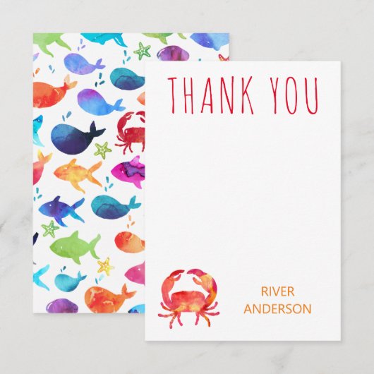 Krabbe unter dem Regenbogenfisch Danke (Vorne/Hinten)