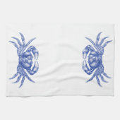 Krabbe Woodblock Druck-Handwerker-Art-Seeblau Geschirrtuch (Horizontal)