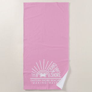 Krabben auf dem Strand Pink Shore Beach Handtuch