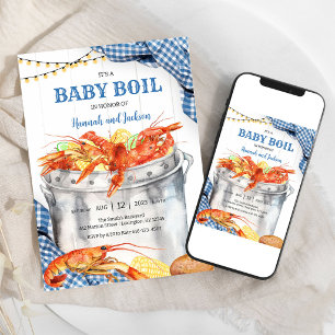 Krabben-Baby-Boil-Meeresfrüchte-Baby-Shower-Einlad Einladung