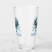 Krabben Blau Krustentier Monogramm Name Glas (Links)
