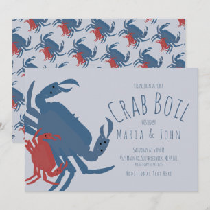 Krabben-Kochparty Geburtstagsessen Crawfish Blau Einladung