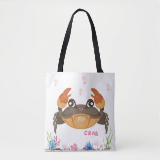 Krabben mit subtilen Bläschen und Unterwasserblume Tasche