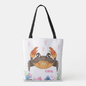 Krabben mit subtilen Bläschen und Unterwasserblume Tasche (Rückseite)