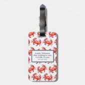 Krabben-Muster-kundenspezifischer Monogramm-Strand Gepäckanhänger (Rückseite vertikal)