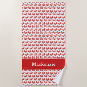 Krabben-Muster-Sommer-Strand-individueller Name Strandtuch