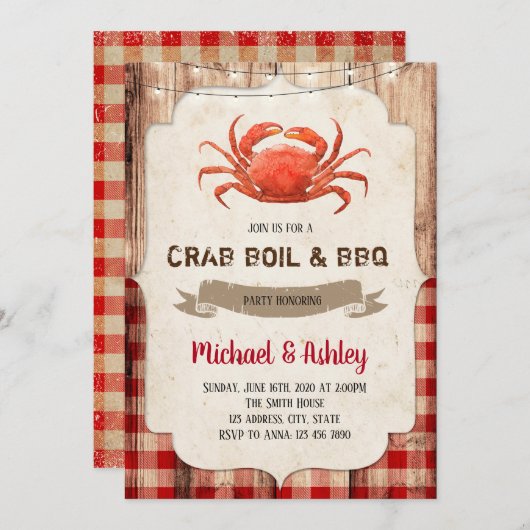 Krabben-Party Einladung (Vorne/Hinten)