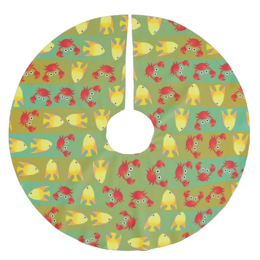 Krabben und Fische Polyester Weihnachtsbaumdecke (Vorderseite)