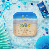 Krabben und Lemon Wedding Hearts in Sand Pappteller (Party)