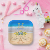 Krabben und Lemon Wedding Hearts in Sand Pappteller (Party)