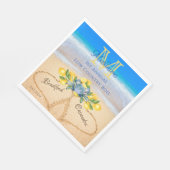 Krabben und Lemon Wedding Hearts in Sand Serviette (Ecke)