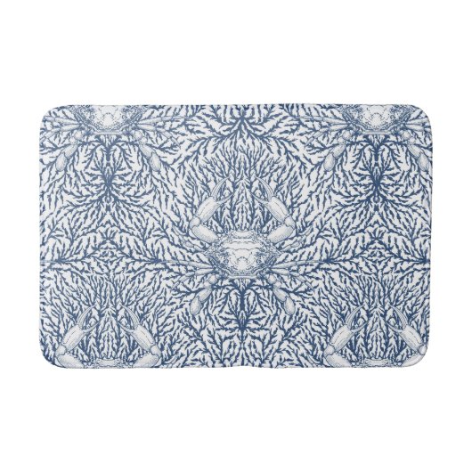 Krabben und Meeresalgen, Küstensommer in Weiß und Badematte (Vorderseite)