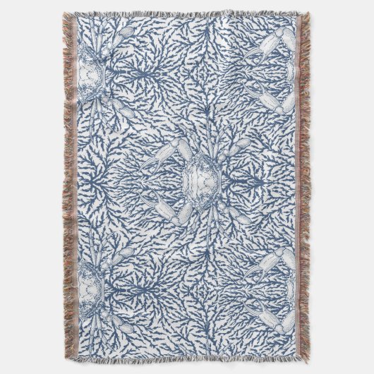 Krabben und Meeresalgen, Küstensommer in Weiß und Decke (Vorderseite Vertikal)