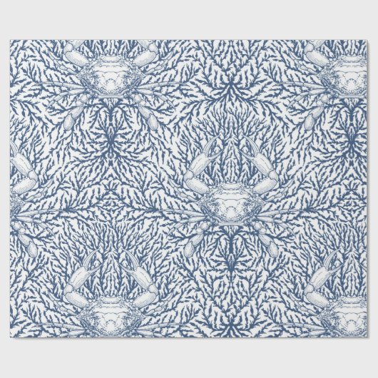 Krabben und Meeresalgen, Küstensommer in Weiß und  Geschenkpapier (Flach)