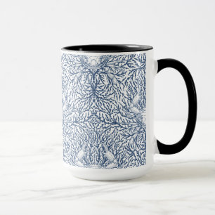 Krabben und Meeresalgen, Küstensommer in Weiß und  Tasse