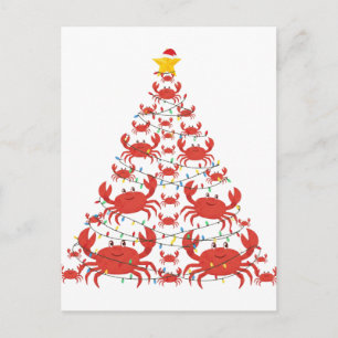 Krabben-Weihnachtsbaum-Santa-Hut-Weihnachtsbeleuch Postkarte