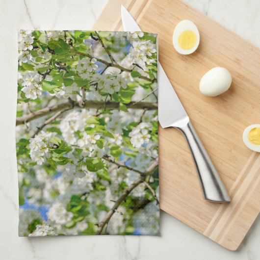 Krabbenapfelblüte Küchentuch (Viertel Falte)
