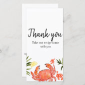 Krabbenblutgeschwürsommer-Partyrezept danken Ihnen Dankeskarte (Vorne/Hinten)