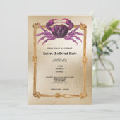 Krabbendraht magenta pinkfarbener Glitzer nautisch Einladung (Stehend Vorderseite)