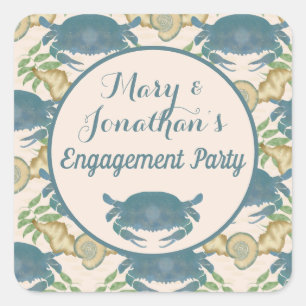 Krabbenfest-Wasserfarbe Blaue Krabben, Verlobung  Quadratischer Aufkleber