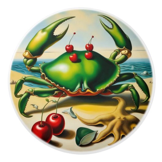 Krabbenknochen an Strand Keramik Keramikknauf (Vorderseite)