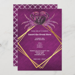 Krabbenmagenta Glitzer Einladung