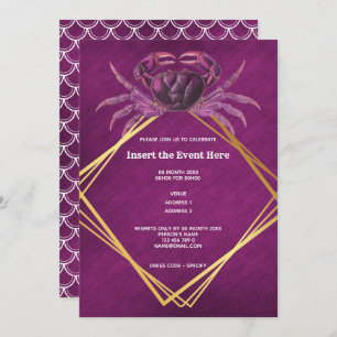 Krabbenmagenta Glitzer Einladung