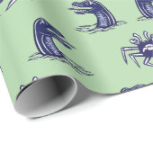 Krabbenmonster und Wasserdrachenmuster Geschenkpapier (Rolleneckpunkt)