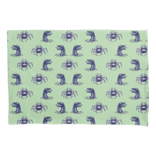 Krabbenmonster und Wasserdrachenmuster Kissenbezug (Vorderseite-Links)