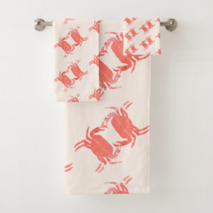Krabbenmuster Erdtöne Badehandtuch-Set Badhandtuch Set
