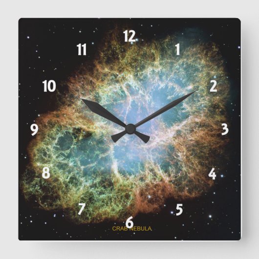 Krabbennebel Quadratische Wanduhr (Vorderseite)