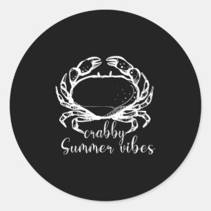 Krabbige Sommerlaune, liebe Krabbe, lustiges Stran Runder Aufkleber