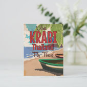 Krabi Beach Thailand Vintage Reiseplakat Postkarte (Stehend Vorderseite)