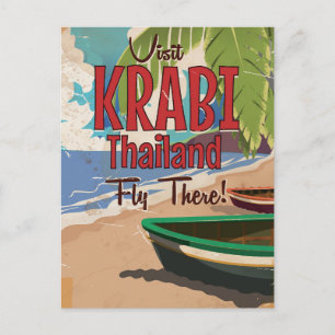 Krabi Beach Thailand Vintage Reiseplakat Postkarte