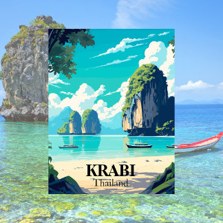 Krabi, Thailand Beach Illustration Postkarte