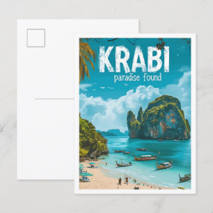 Krabi Thailand Vintage-Kunst-Reiseillustration Postkarte