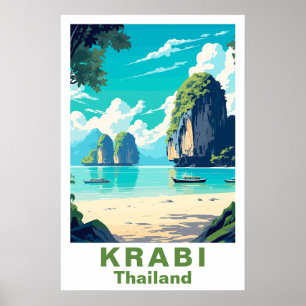 Krabi Thailand Vintage Reise Kunst Druck Poster