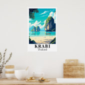 Krabi Thailand Vintage Travel Art Print Poster (Küche)