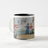 Krach, der ein Duell kämpft Zweifarbige Tasse (Vorderseite Links)