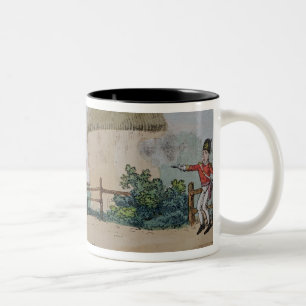 Krach, der ein Duell kämpft Zweifarbige Tasse