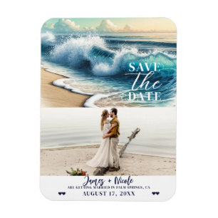 Krachende Ozeanwellen Küsten Save-the-Date-Foto Magnet