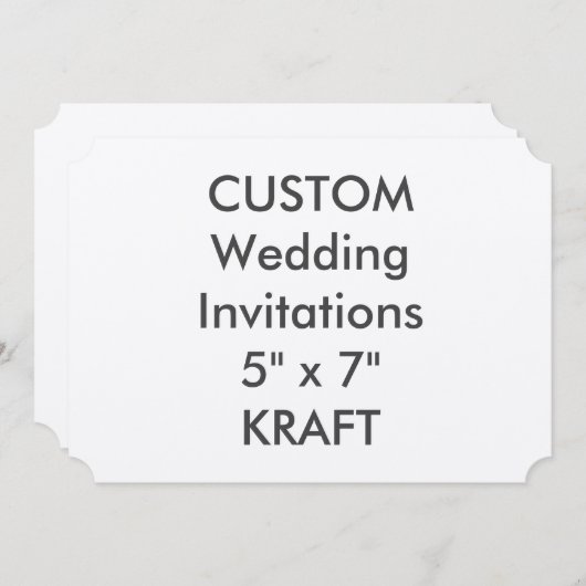 KRAFT 7" x 5" Ticket Hochzeitseinladungen Einladung (Vorne/Hinten)